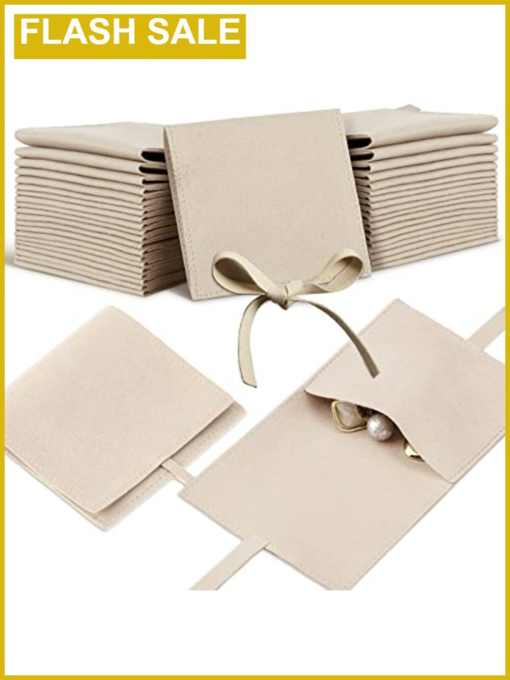 40 PCS Microfiber Jewelry Pouches 3.15x3.15in Drawstring Bow Tie Gift Bags